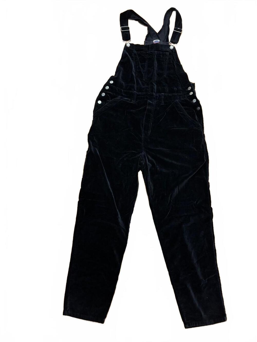 Vintage Black Velvet Overalls Size Large 100% Cotton Size L 90s Y2K Grunge